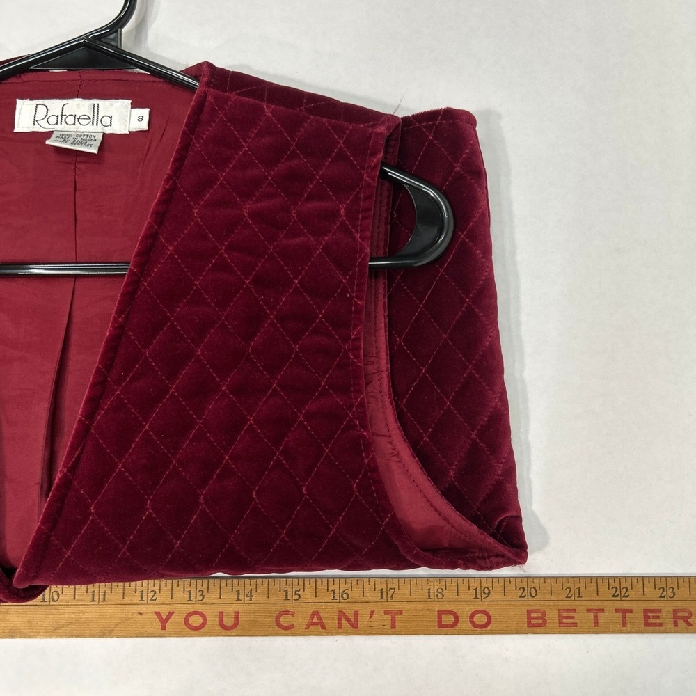 Rafaella Quilted Velvet Vest Burgundy Button Front Vintage 90s Fall Preppy 8 - Picture 9 of 10